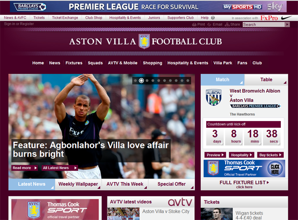 Official Aston Villa Football Club Website